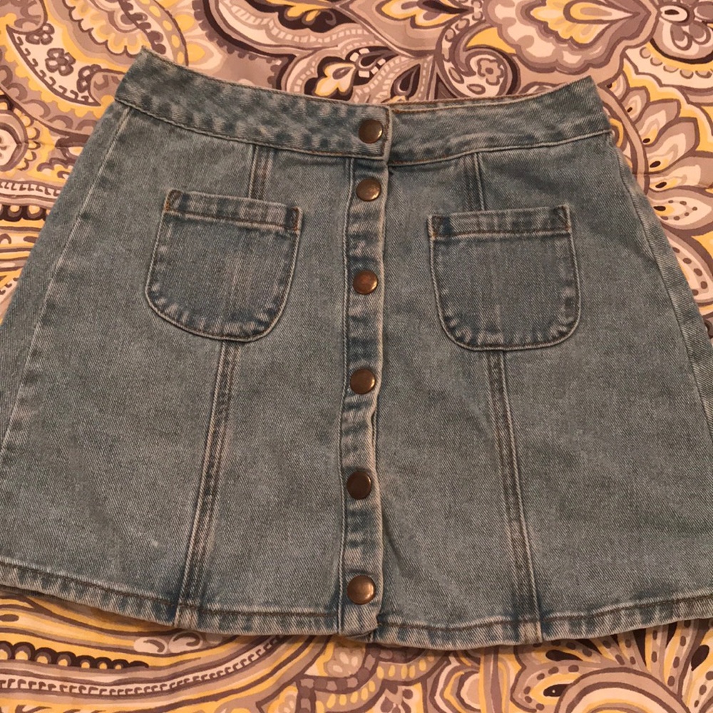 Denim button down skirt